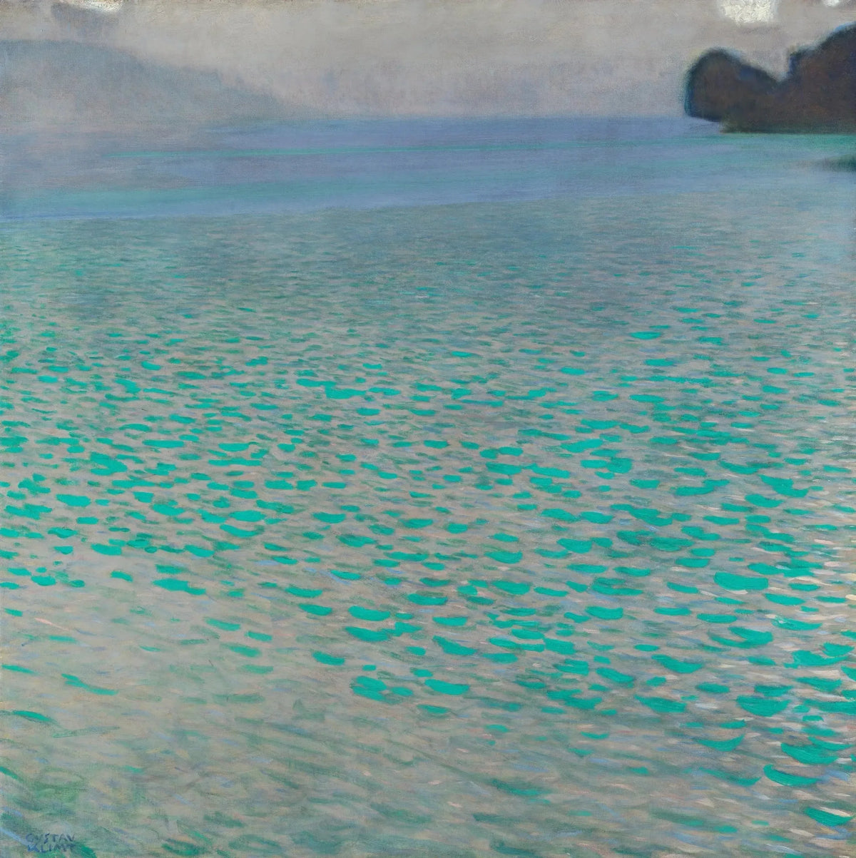 Attersee de Gustav Klimt, paysage carré presque entièrement occupé par l’eau