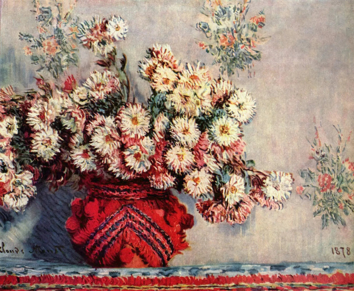 Chrysanthèmes et dahlias de Monet, bouquets et laboratoires de couleur