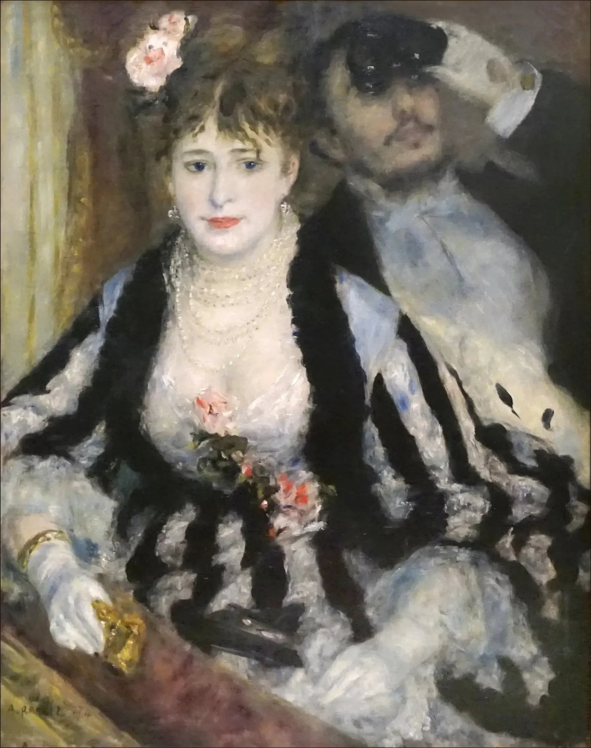 La Loge de Pierre-Auguste Renoir, couple élégant au théâtre en 1874