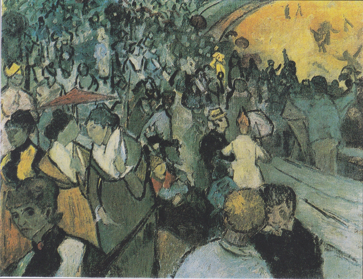 Les Arènes d’Arles de Vincent van Gogh, foule vue en plongée autour de la piste, 1888