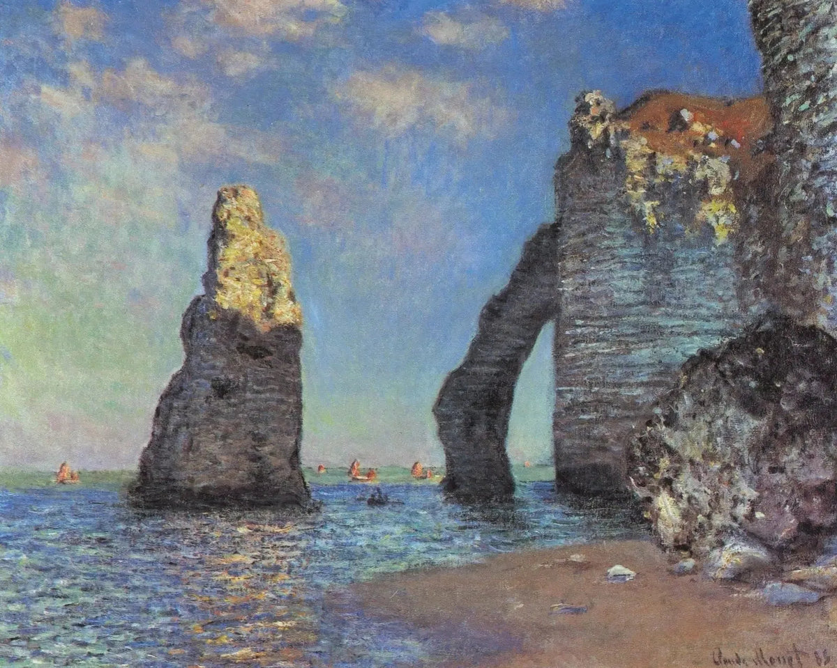 Reproduction peinte à l’huile des Falaises à Étretat de Claude Monet