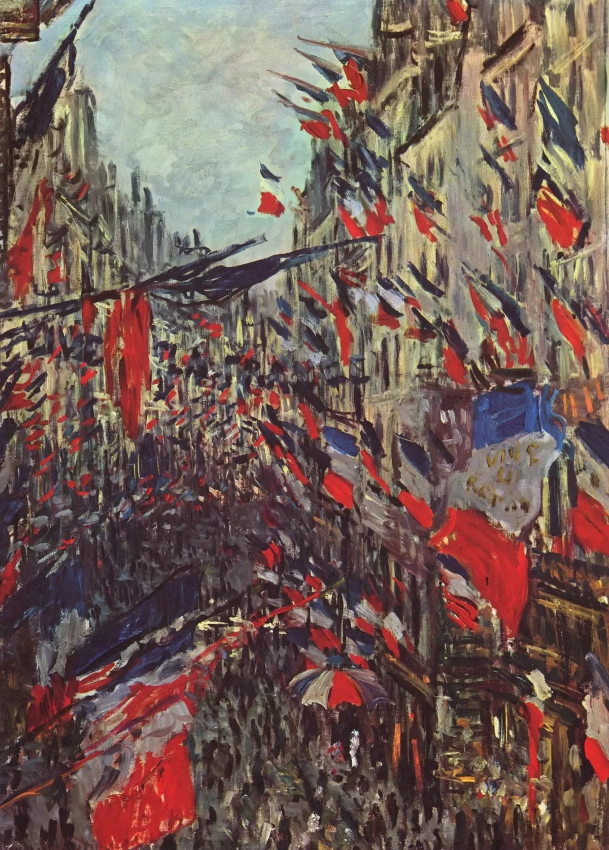 La Rue Saint-Denis de Monet, drapeaux et foule le 30 juin 1878