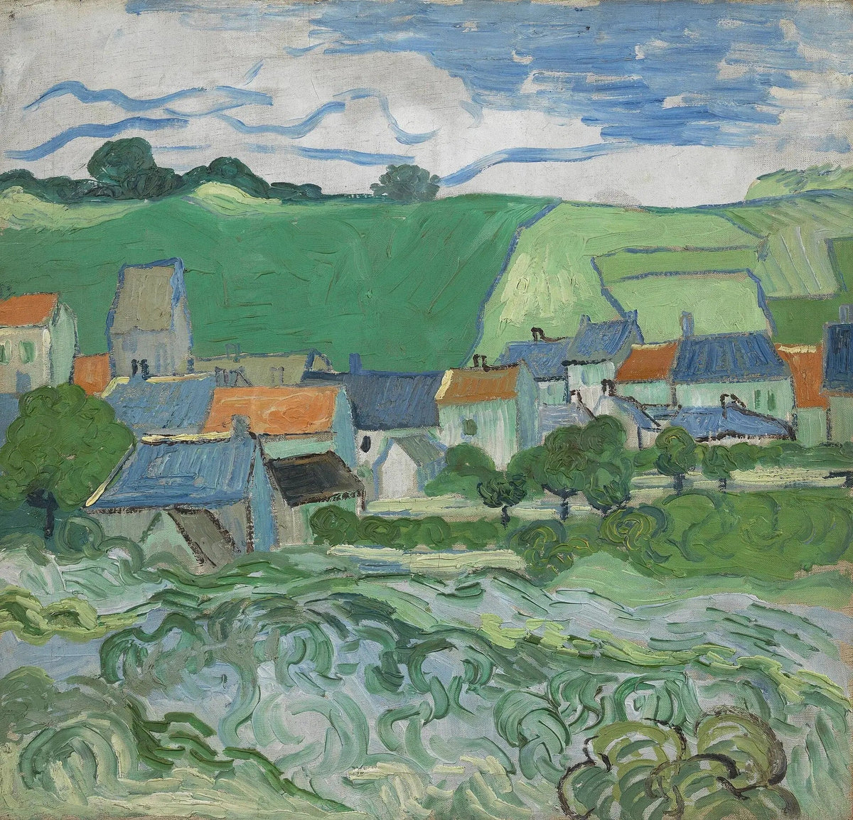 Vue d’Auvers-sur-Oise par Vincent van Gogh, village où furent peints les Portraits du docteur Gachet