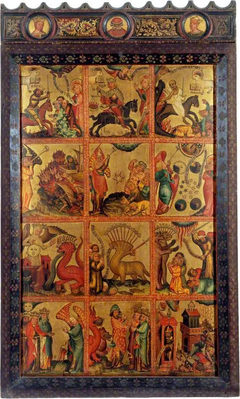 12 scènes de l'Apocalypse (triptyque retable, volet droit, intérieur) - Master Bertram image 1 copie de tableau peinte à la main