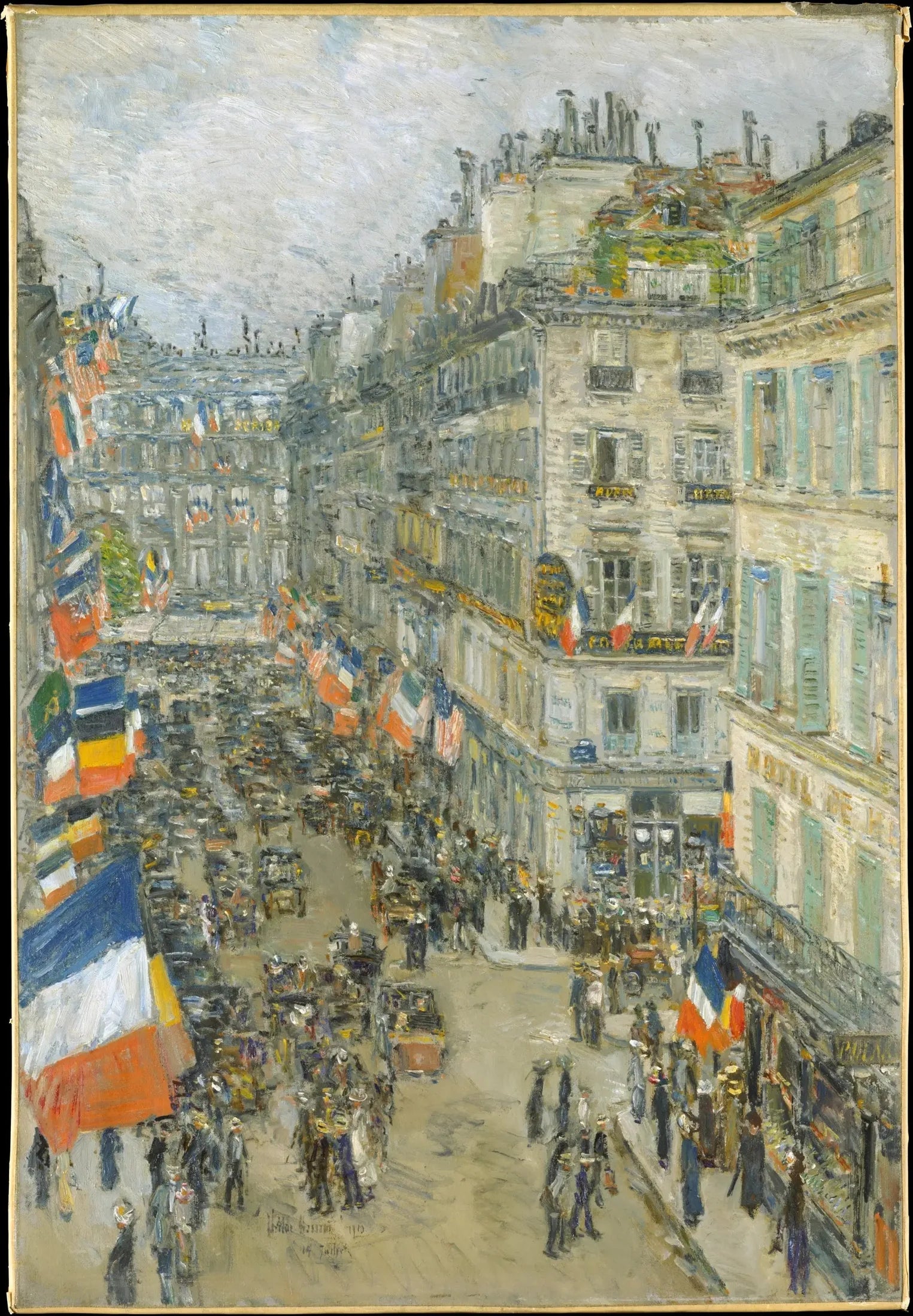 14 juillet, rue Daunou, 1910 - Childe Hassam image 1 copie peinte à la main à l’huile