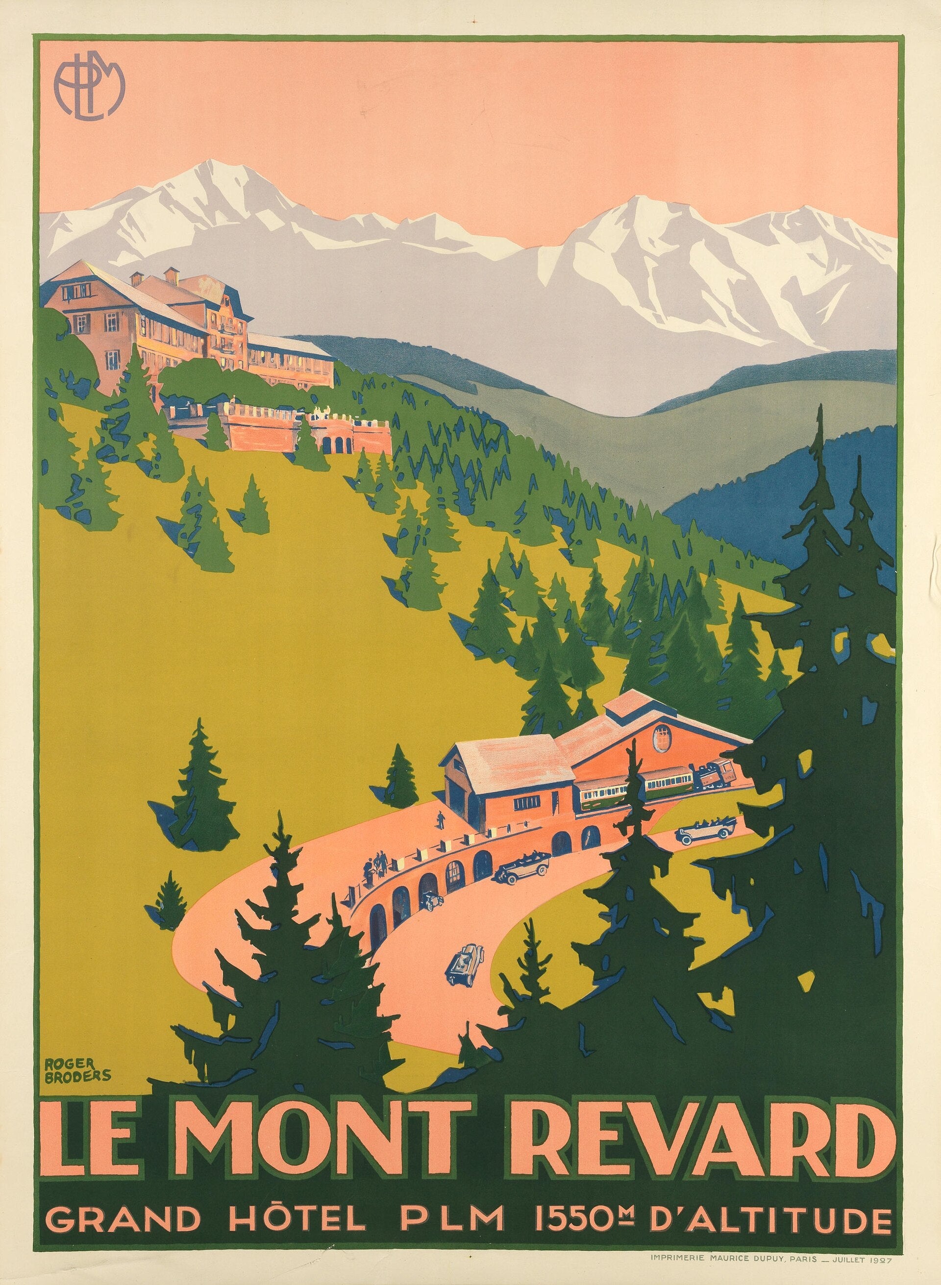 Le Mont Revard, Roger Broders, 1927 — reproduction peinte à la main