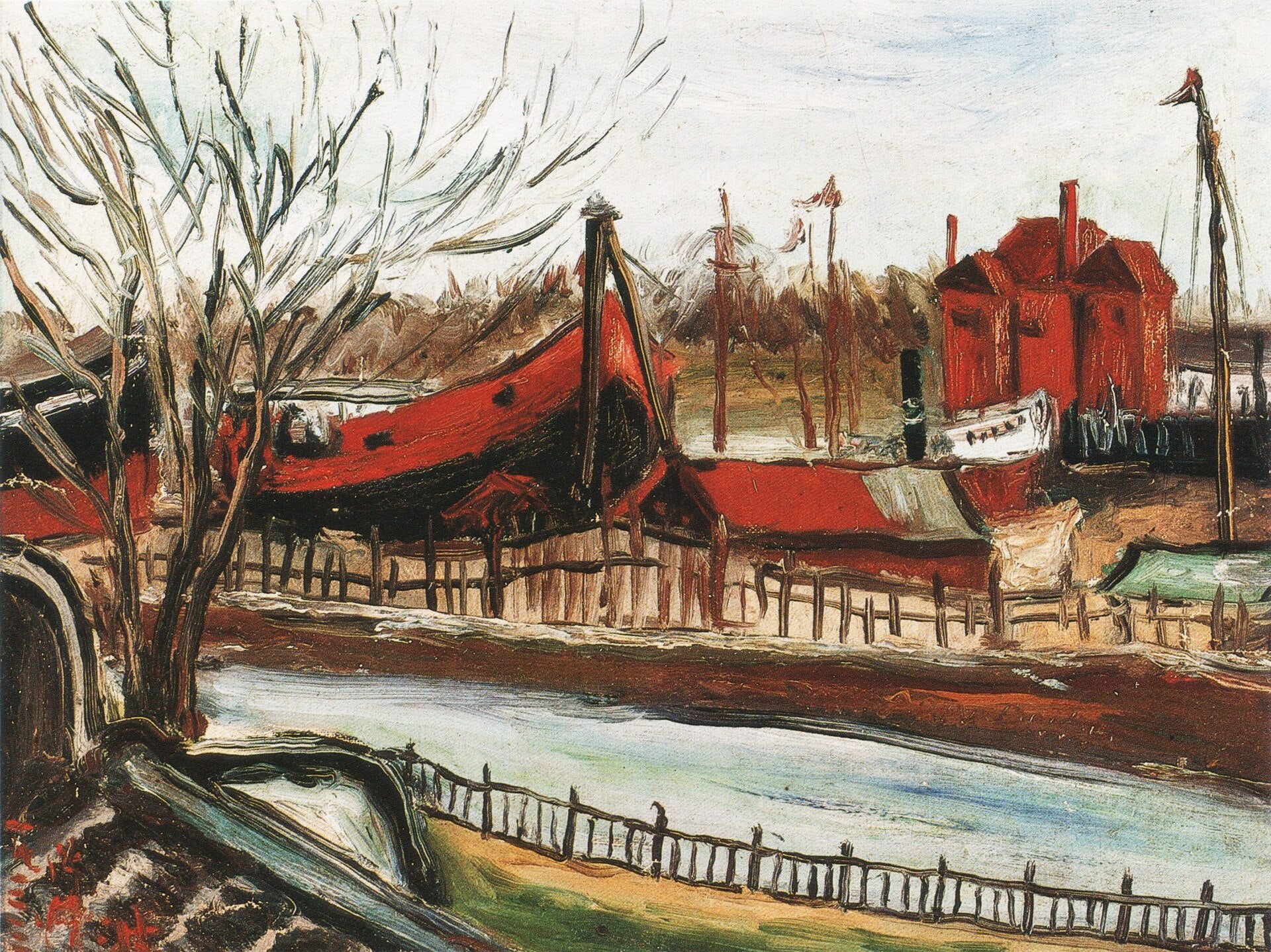 Le Chantier naval de Shanghai, Chen Cheng-po, 1933, huile sur toile