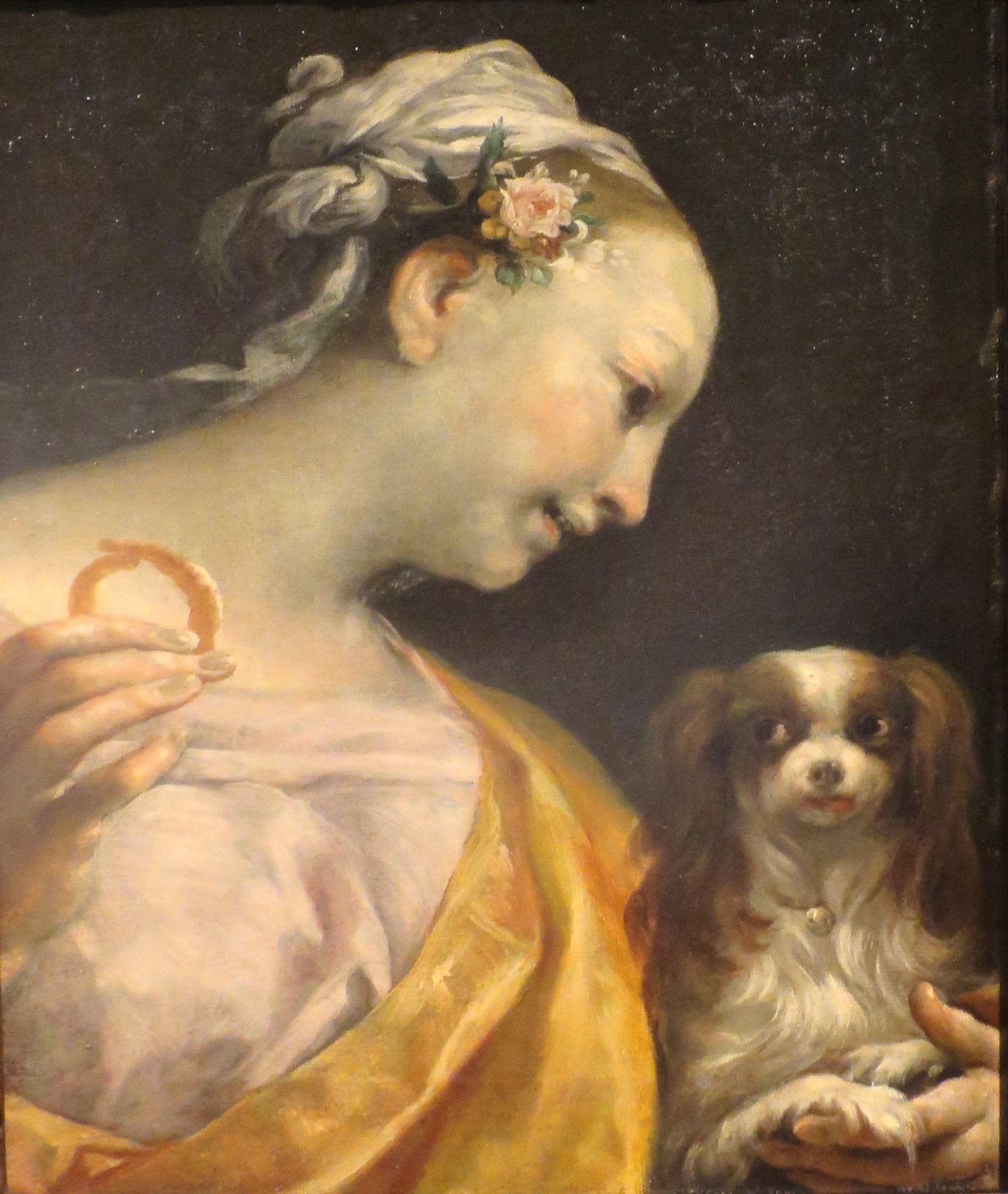 Une dame avec un chien - Giuseppe Maria Crespi image 1 reproduction réalisée par Alpha Reproduction