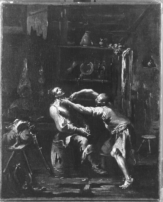 Der Dorfbarbier - Alessandro Magnasco image 1 reproduction artisanale de tableau