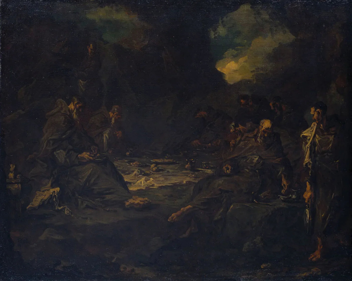 Mahl der Einsiedler in einer Höhle - Alessandro Magnasco image 1 copie de tableau peinte à la main