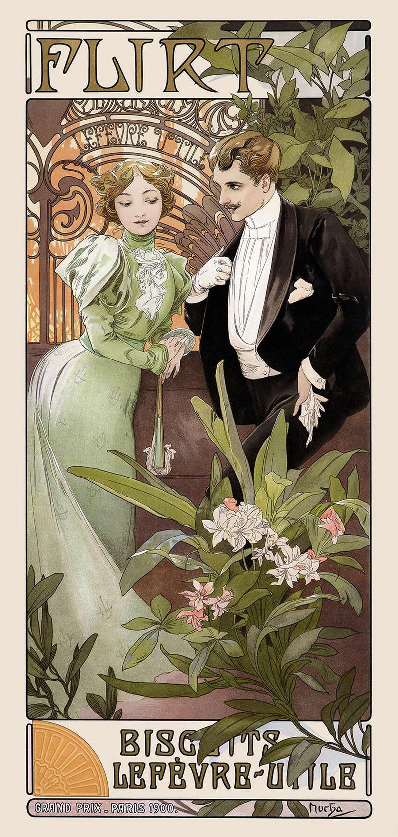 Flirt, biscuits Lefèvre-Utile - Alphonse Mucha