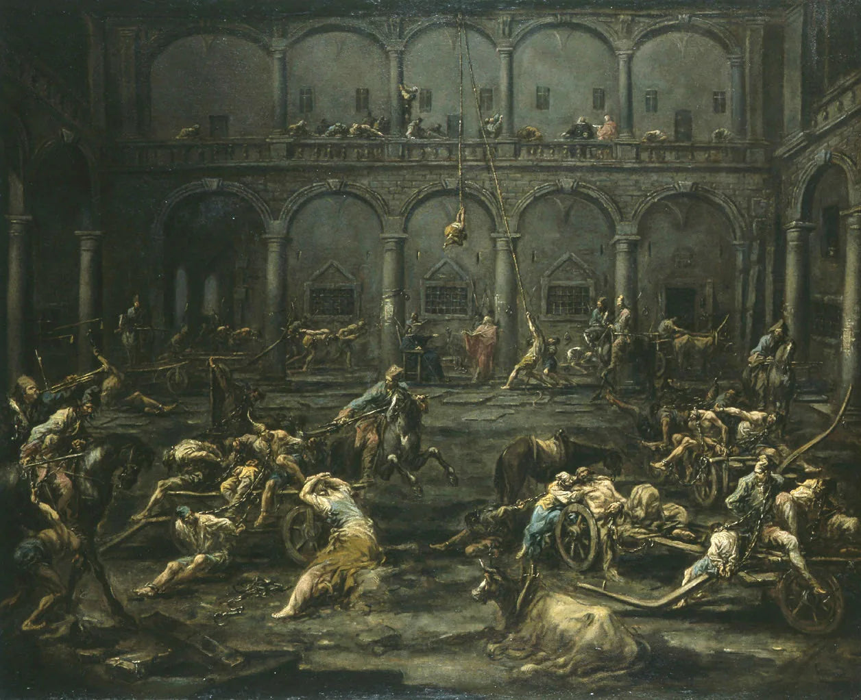 Arrivée et interrogatoire des galériens dans la prison de Gênes - Alessandro Magnasco image 1 reproduction réalisée par Alpha Reproduction