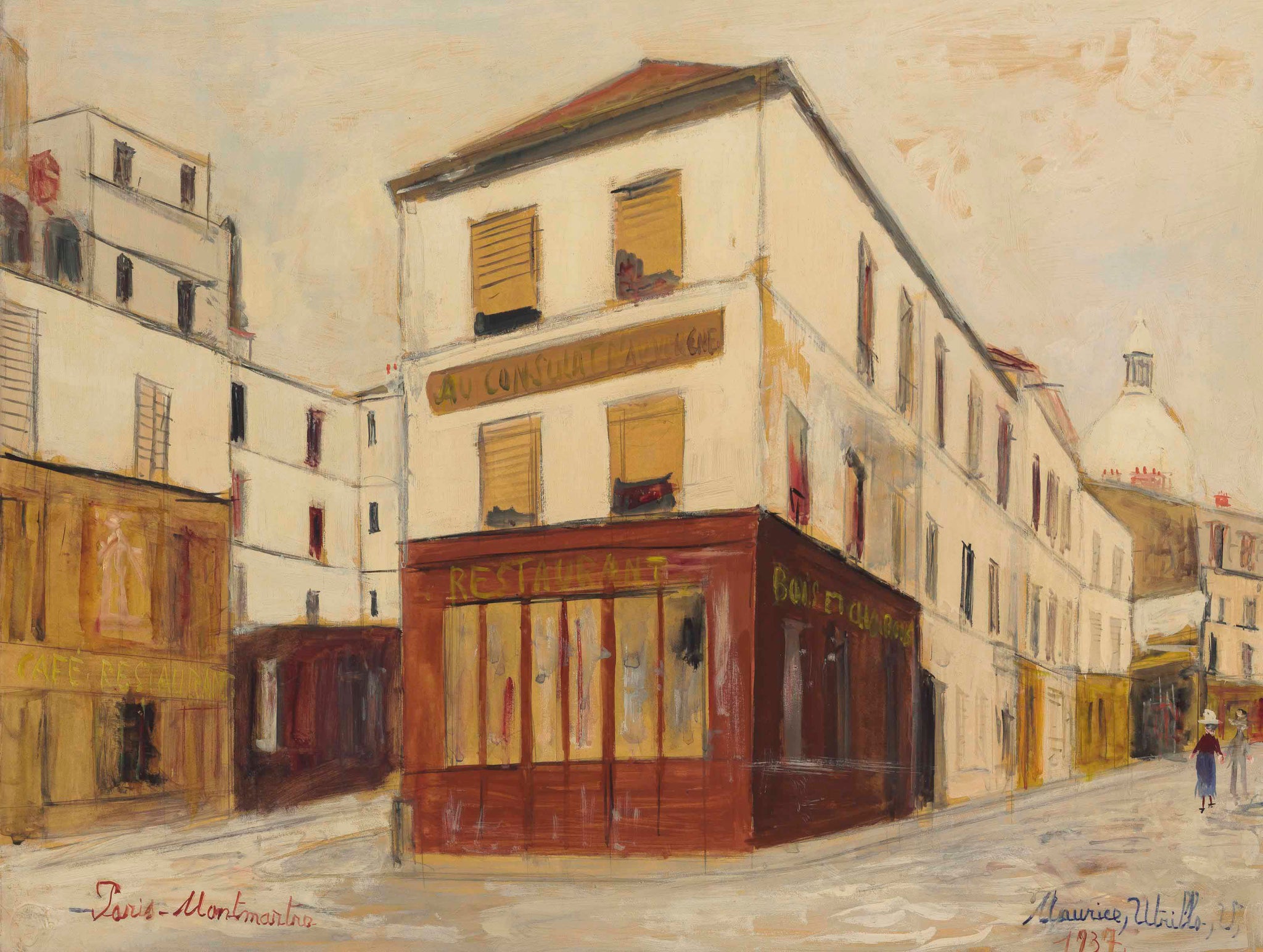Au Consulat d'Auvergne, Rue Norvins - Maurice Utrillo