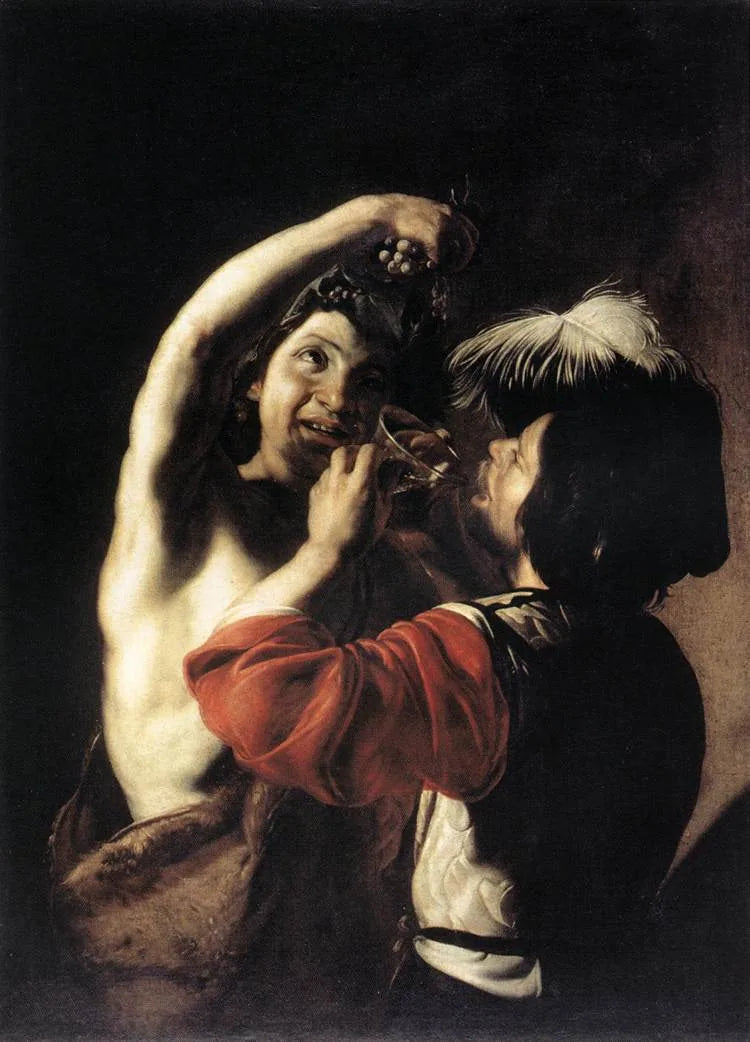 Bacchus et un buveur. - Bartolomeo Manfredi