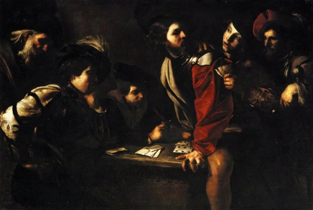 Des soldats jouent aux cartes - Bartolomeo Manfredi image 1 tableau peint à l’huile sur toile