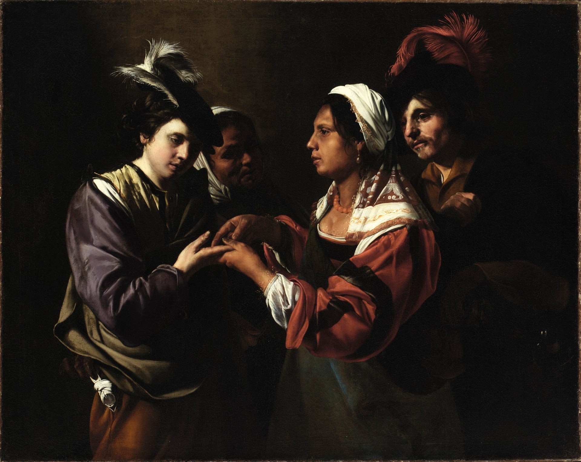La diseuse de bonne aventure - Bartolomeo Manfredi image 1 reproduction de peinture à l’huile