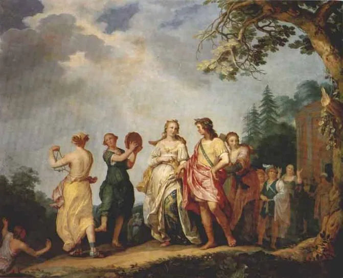 Mariage Amaryllis Mirtillo - Abraham Bloemaert image 1 copie peinte à la main à l’huile