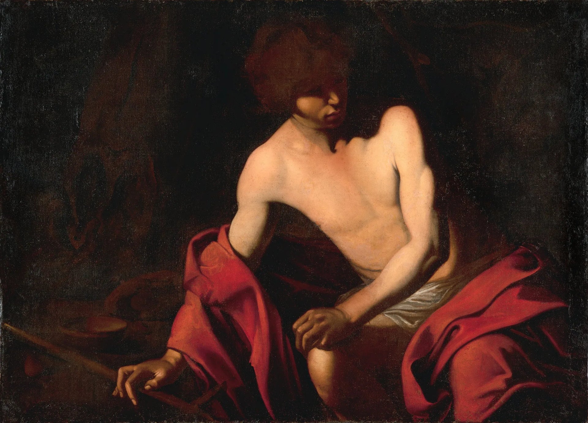 Saint Jean-Baptiste - Bartolomeo Manfredi image 1 copie peinte à la main à l’huile