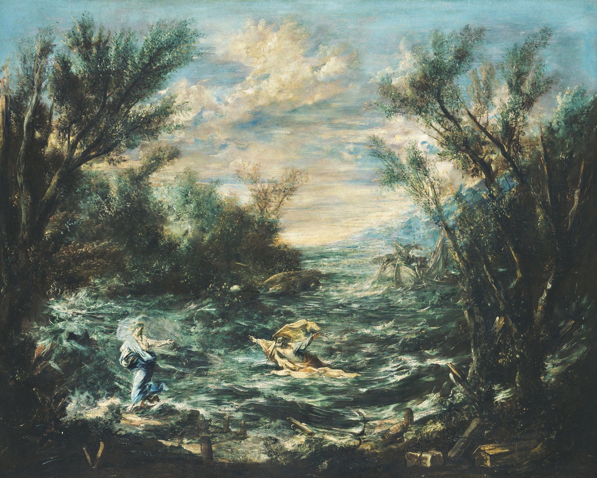 Le Christ au bord de la mer de Galilée - Alessandro Magnasco image 1 tableau peint à l’huile sur toile