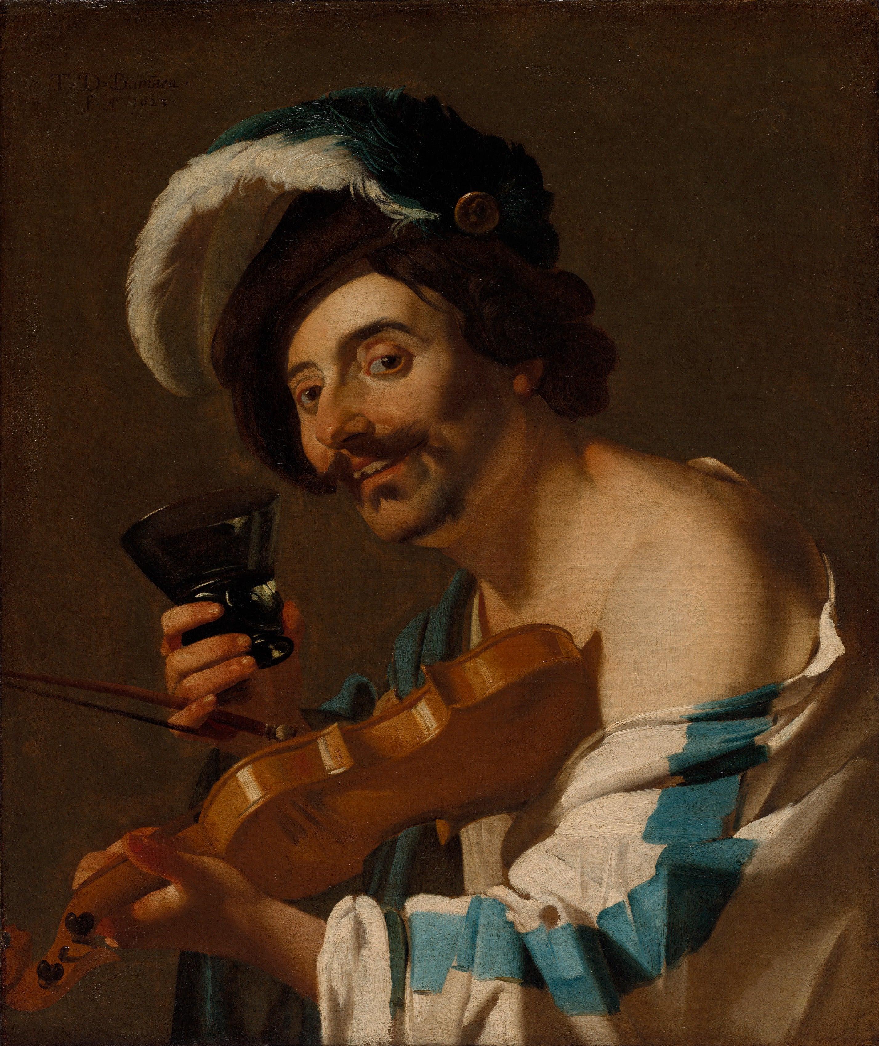 Violoniste au verre de vin - Dirck van Baburen image 1 reproduction réalisée par Alpha Reproduction
