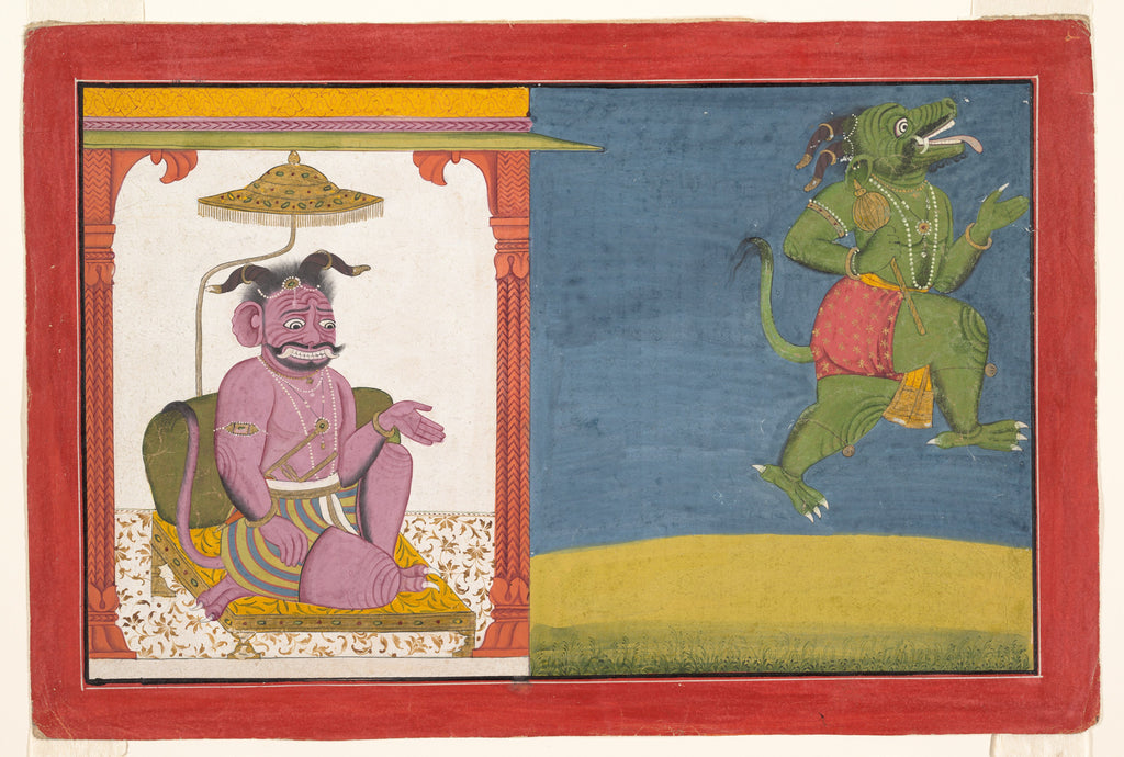 Northern India, Guler, Himachal Pradesh, The Demon Hiranyaksha Departs the Demon Palace: Folio from a Bhagavata Purana Series, ca. 1740, The Metropolitan Museum of Art, New York