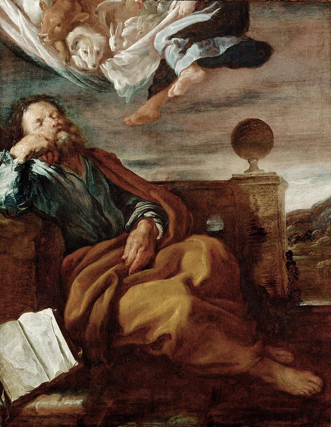 La vision de Pierre d'un drap avec des animaux - Domenico Fetti image 1 copie peinte à la main à l’huile