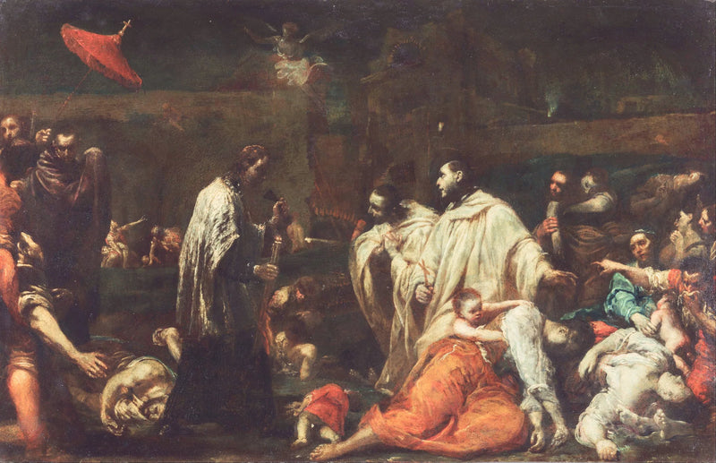 Bienheureux Bernard Tolomei intercédant pour la cessation de la peste à Sienne - Giuseppe Maria Crespi