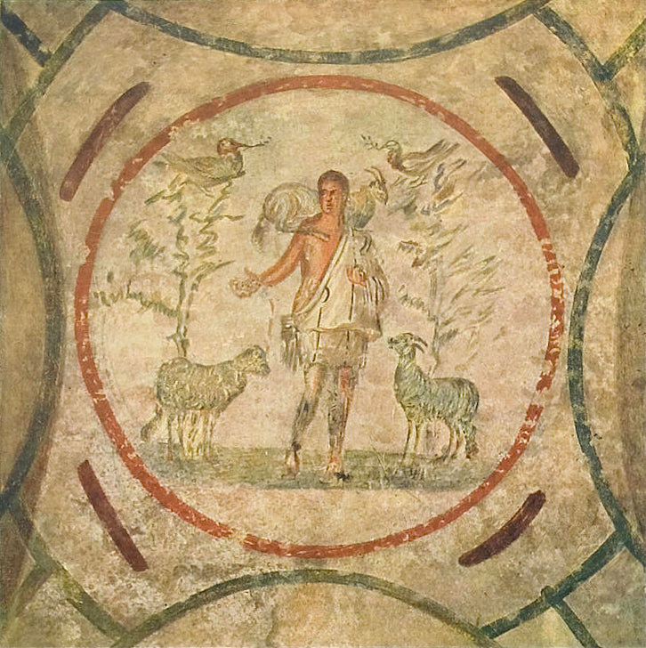 Le Bon Pasteur de la catacombe de Priscille - Artiste paléochrétien anonyme