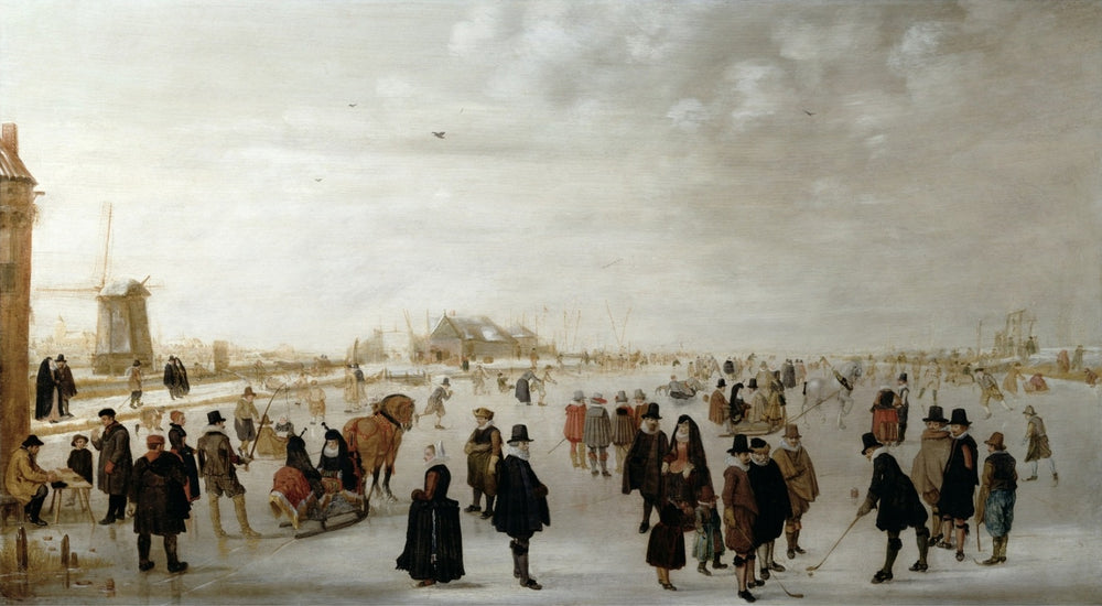 Paysage d'hiver sur la rivière Ijsel, près de Kampen, Hollande - Hendrick Avercamp image 1 copie de tableau peinte à la main
