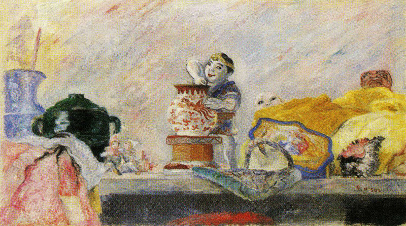 Still Life with Chinese Porcelain Figure - James Ensor