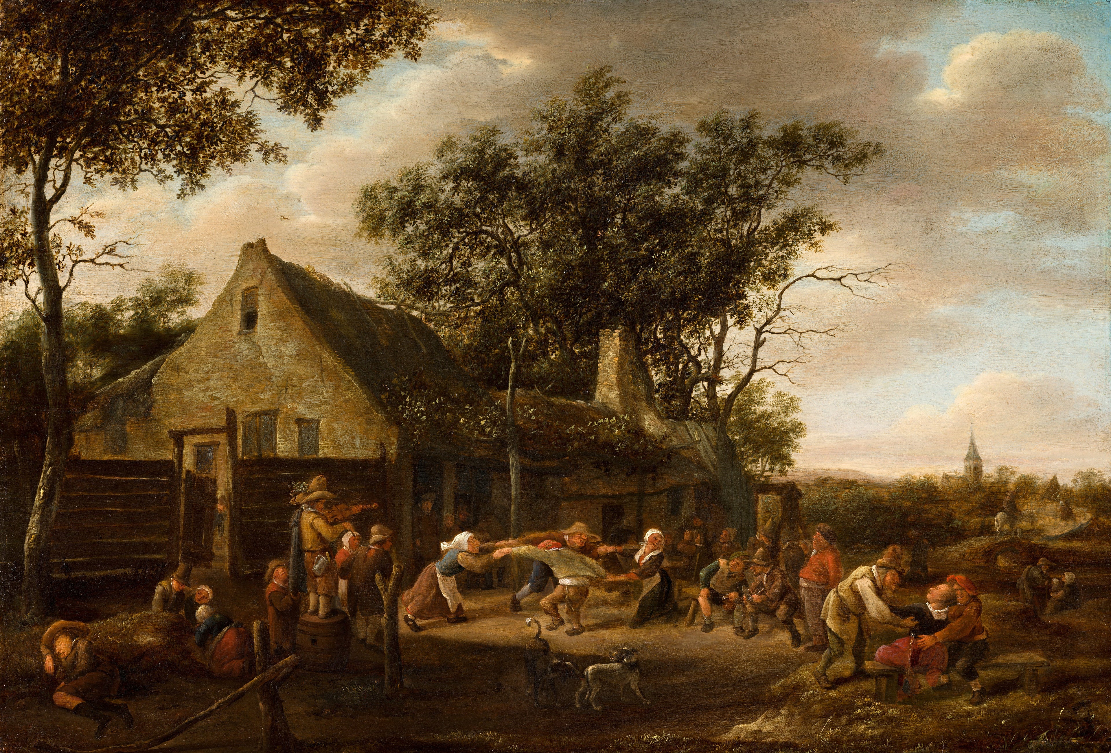 Des paysans dansant devant une auberge - Jan Steen