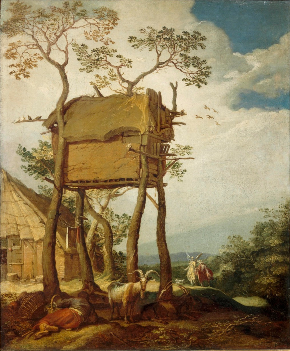 Paysage de ferme avec Tobias et l'ange - Abraham Bloemaert image 1 copie peinte à la main à l’huile