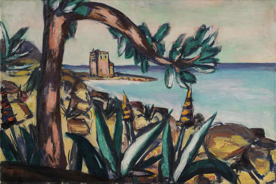Meerlandschaft mit Agaven und altem Schloss (1939) - Max Beckmann