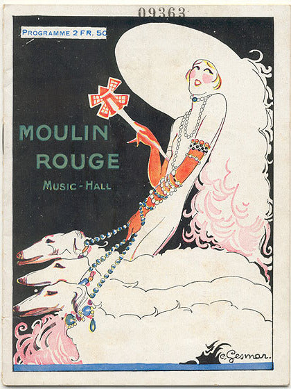 Moulin Rouge Music-Hall, Charles Gesmar, vers 1925 — reproduction peinte à la main