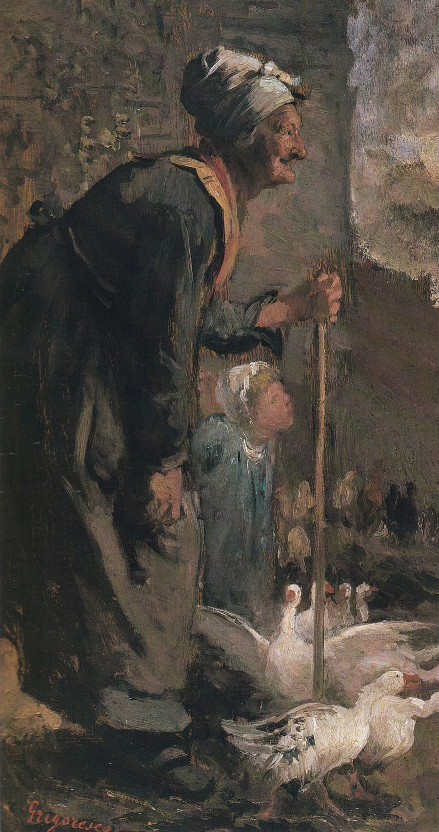 La Vieille Femme aux oies, Nicolae Grigorescu, 1868, peinture à l’huile