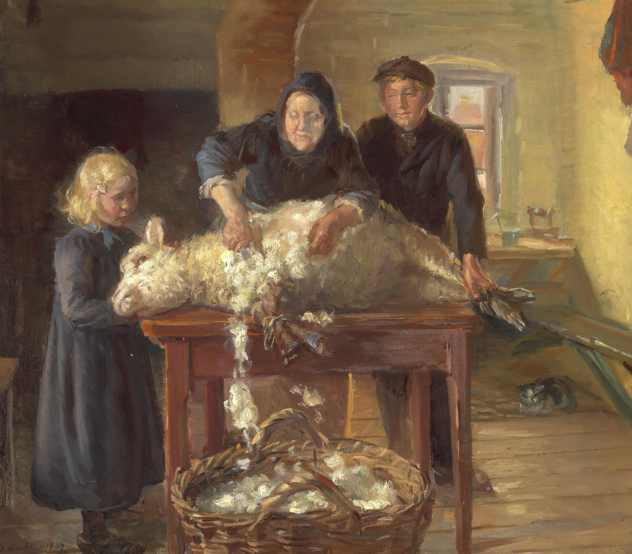 tonte des moutons - Anna Ancher image 1 copie peinte à la main à l’huile