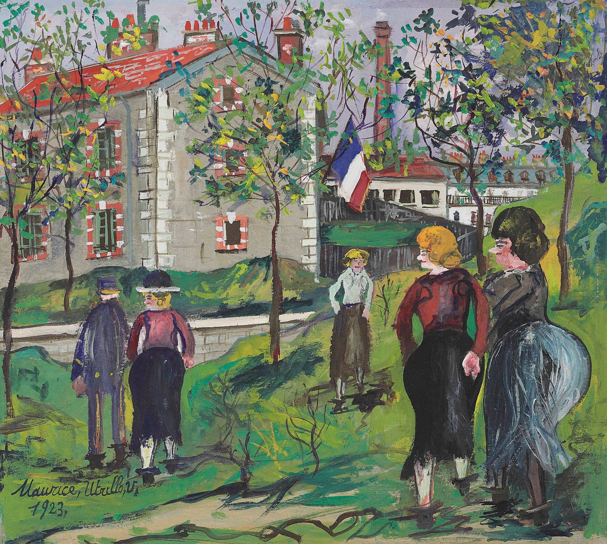Personnages devant les fortifications de Paris - Maurice Utrillo