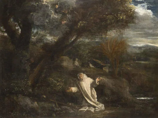 Paysage avec un saint en extase - Pier Francesco Mola image 1 copie de tableau peinte à la main