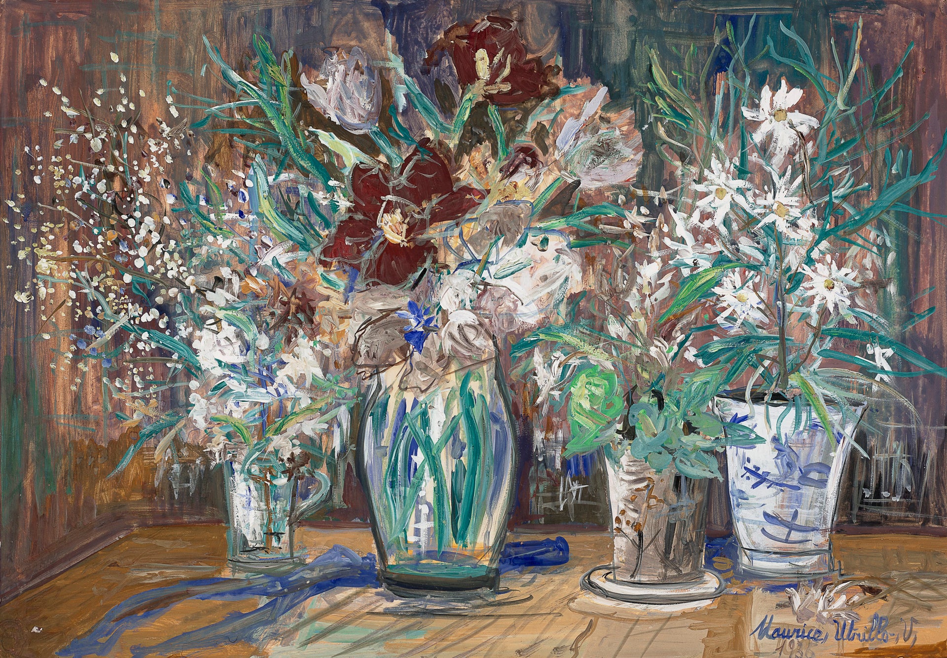Quatre vases de fleurs - Maurice Utrillo
