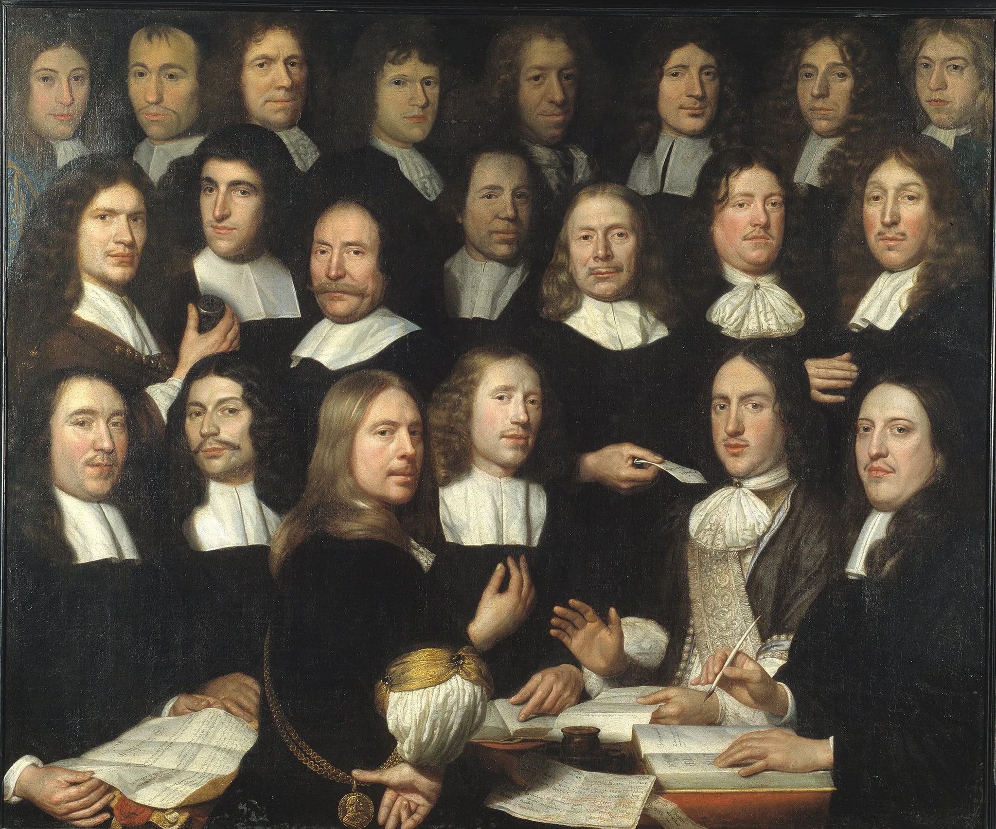 Maîtres de la Monnaie de Hollande à Dordrecht (datés de 1674 et 1677) - Samuel van Hoogstraten image 1 tableau peint à l’huile sur toile