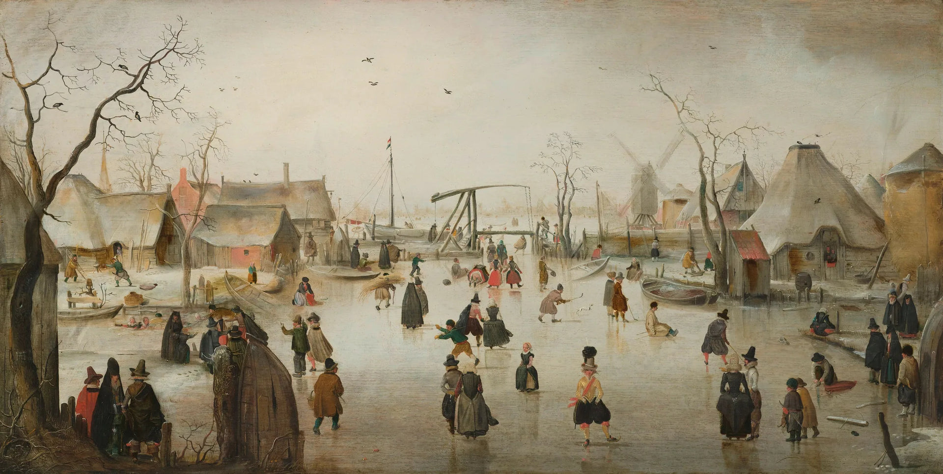 Sur la glace - Hendrick Avercamp image 1 reproduction artisanale de tableau