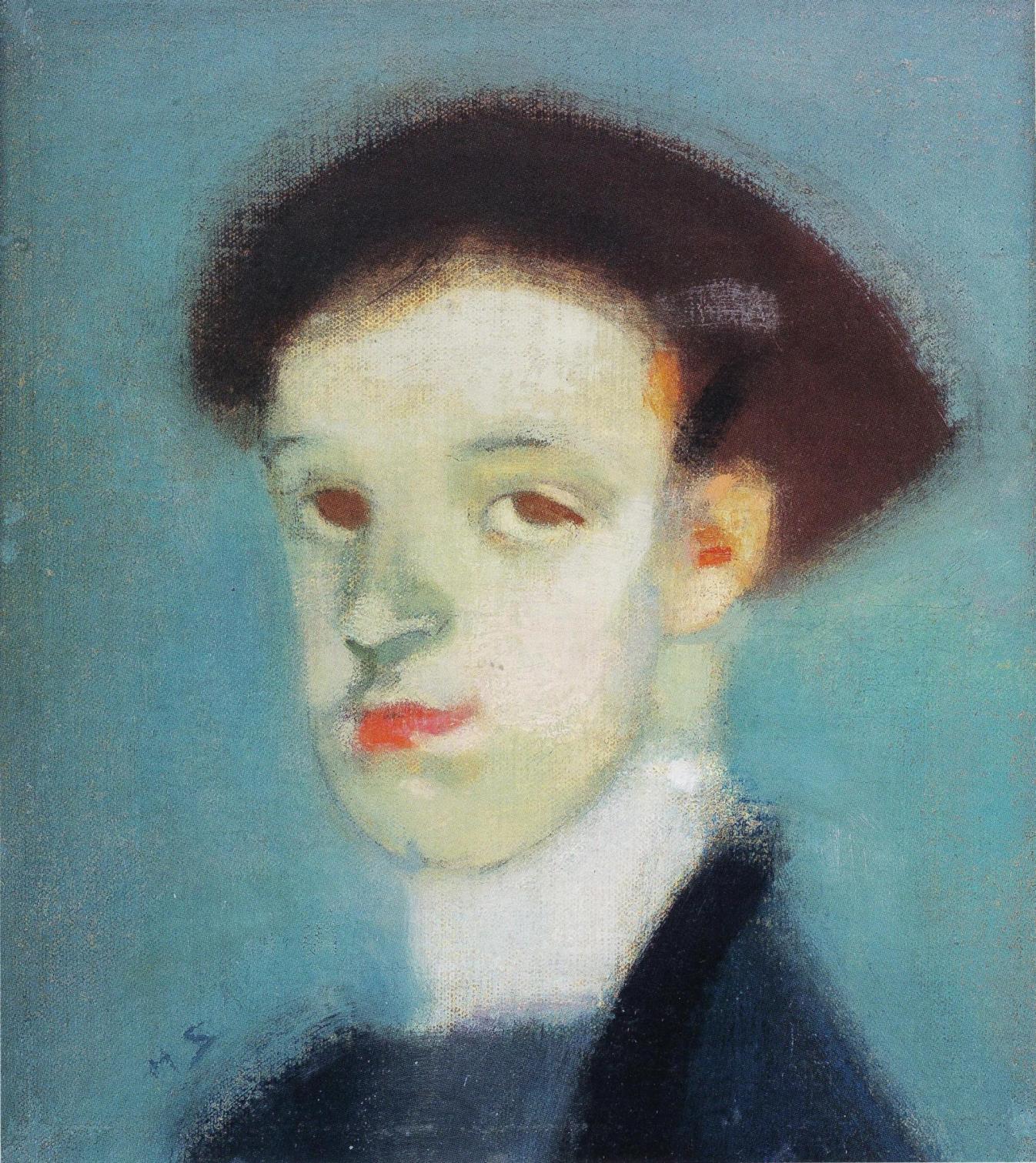 Laulajatar, vihreä - Helene Schjerfbeck