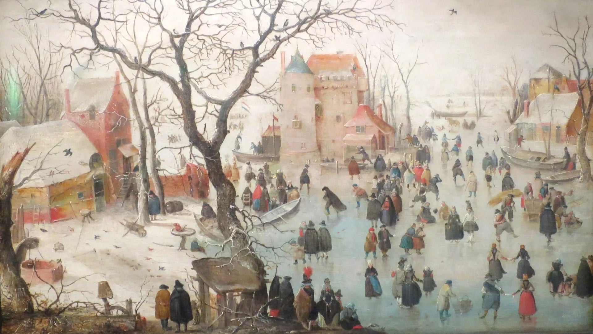 Paysage d'hiver avec patineurs sur glace - Hendrick Avercamp image 1 copie de tableau peinte à la main