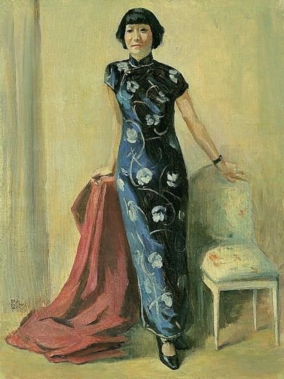 Jiang Biwei en qipao, Xu Beihong, années 1930, huile sur toile