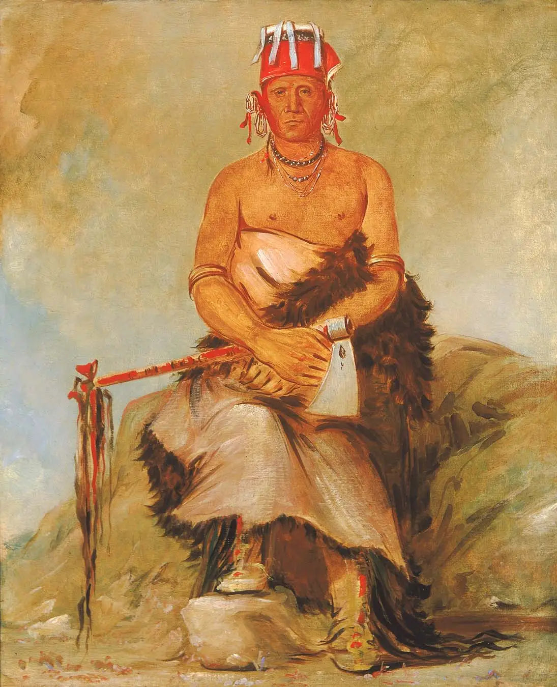 A'h-sha-la-cóots-ah, grain de beauté sur le front, chef des républicains Pawnee - George Catlin image 1 reproduction artisanale de tableau
