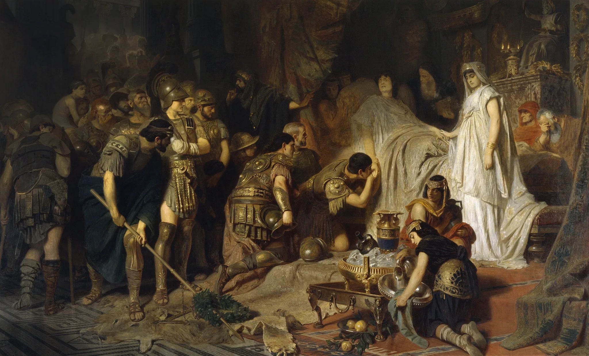 À l'article de la mort, Alexandre le Grand fait ses adieux à son armée. - Karl von Piloty image 1 copie de tableau peinte à la main