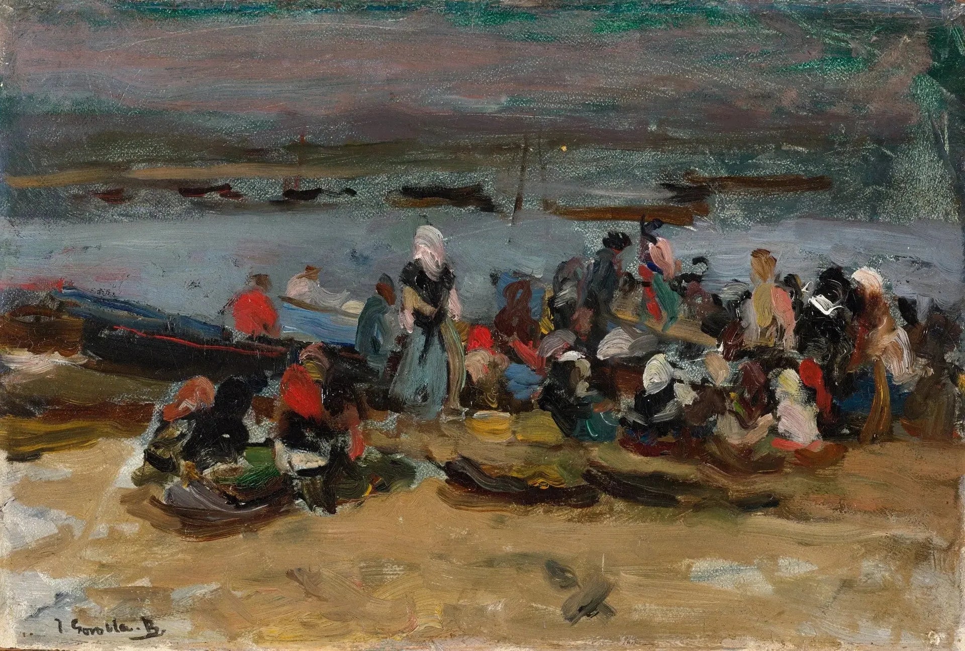 À l'estuaire, Asturies - Joaquín Sorolla image 1 copie peinte à la main à l’huile