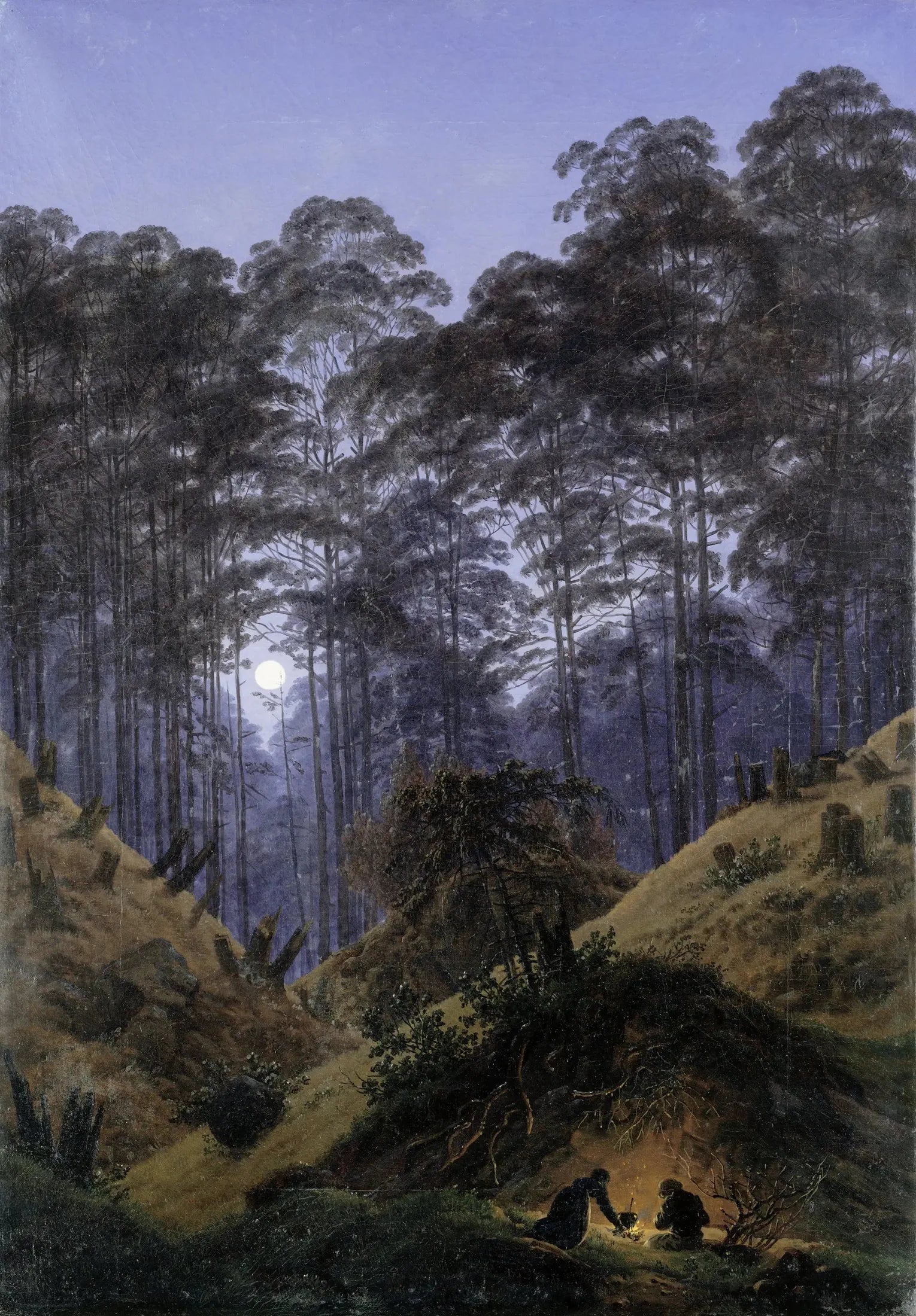 À l'intérieur de la forêt au clair de lune - Caspar David Friedrich image 1 tableau peint à l’huile sur toile