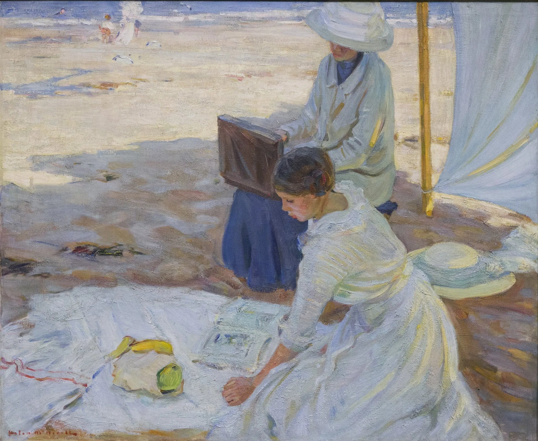 À l'ombre de la tente - Helen McNicoll image 1 tableau peint à l’huile sur toile