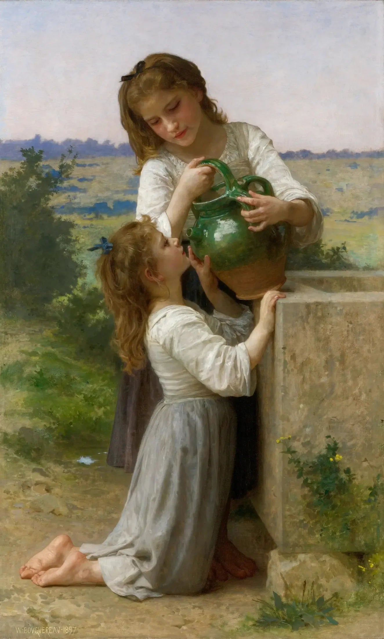 À la fontaine - Bouguereau image 1 copie peinte à la main à l’huile